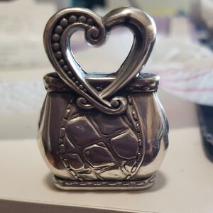 Brighton Silver Heart-Shaped Decorative Accent. Card or picture Holder